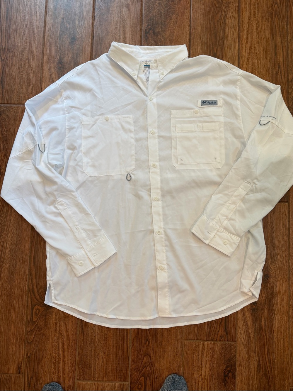 Columbia White Men's Long-Sleeve Button-Down Fishing Shirt / xl